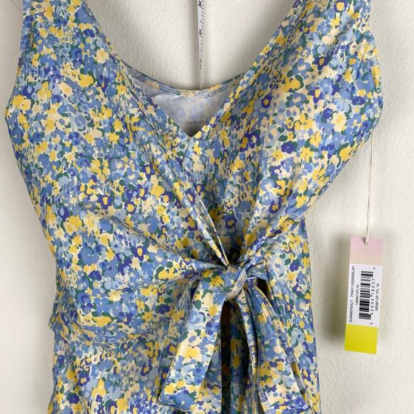 NWT Summersalt Perfect Wrap Blue Yellow Floral One-Piece Swimsuit Size 10 - Picture 7 of 14